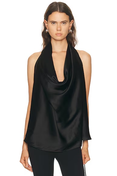 Satin Halter Blouse Black