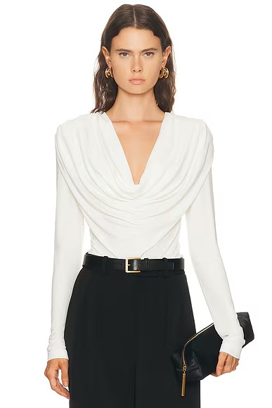 Evening Cowl Neck Top White