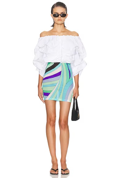 Off The Shoulder Mini Dress Bianco