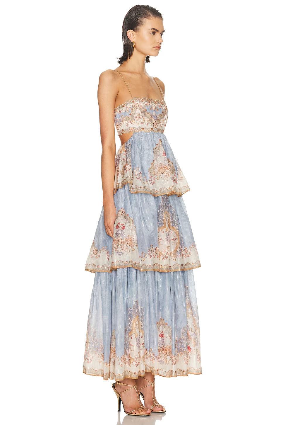 Daylight Tiered Maxi Dress Wallpaper Floral Denim