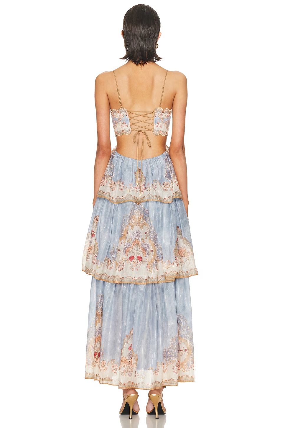 Daylight Tiered Maxi Dress Wallpaper Floral Denim