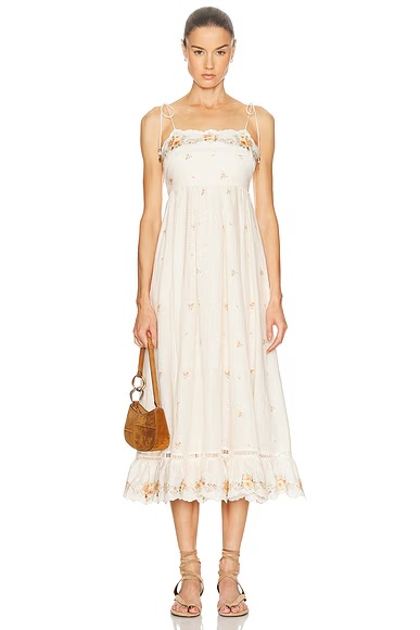 Patience Cami Midi Dress Cream & Yellow Rose