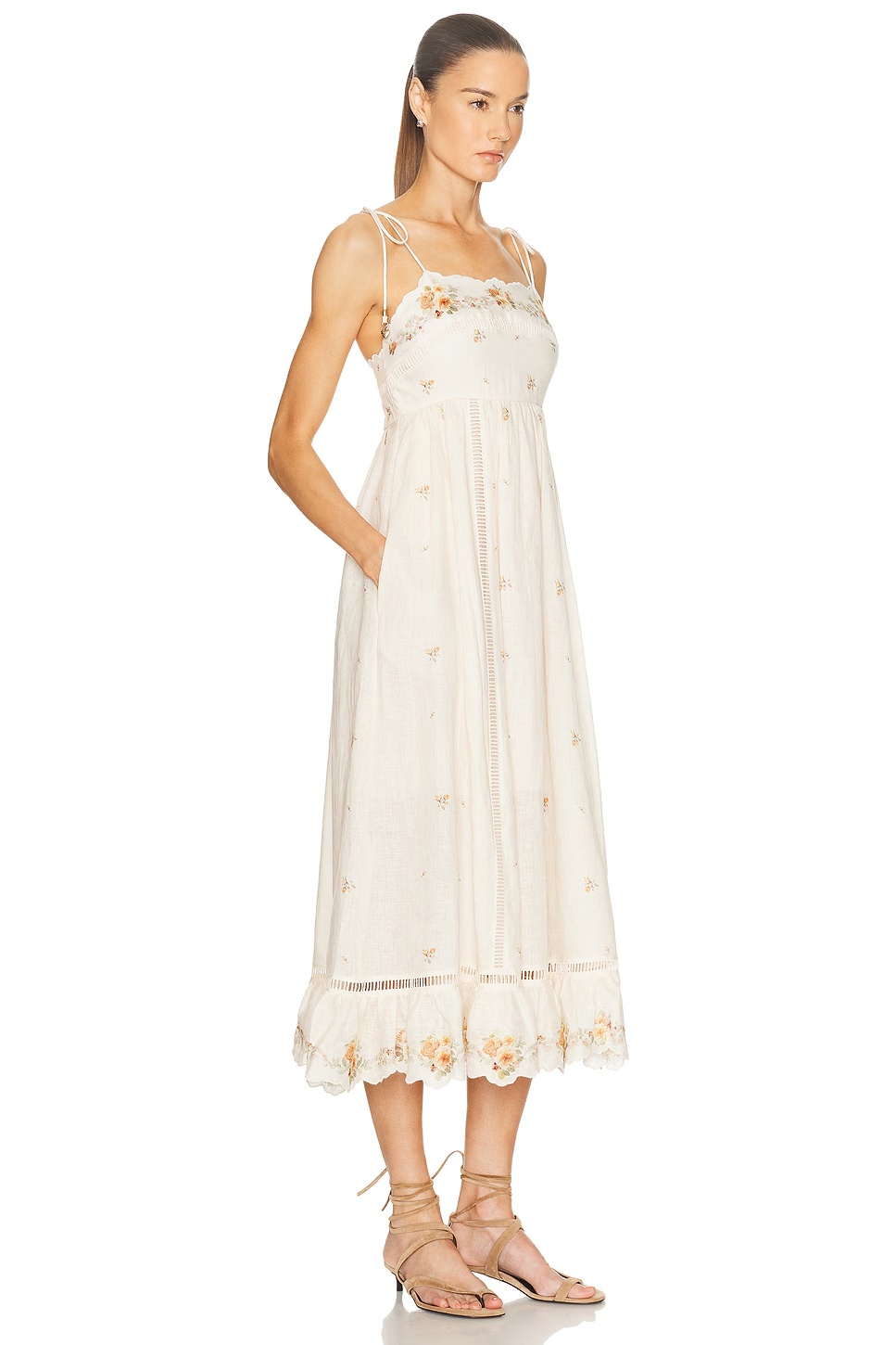 Patience Cami Midi Dress Cream & Yellow Rose