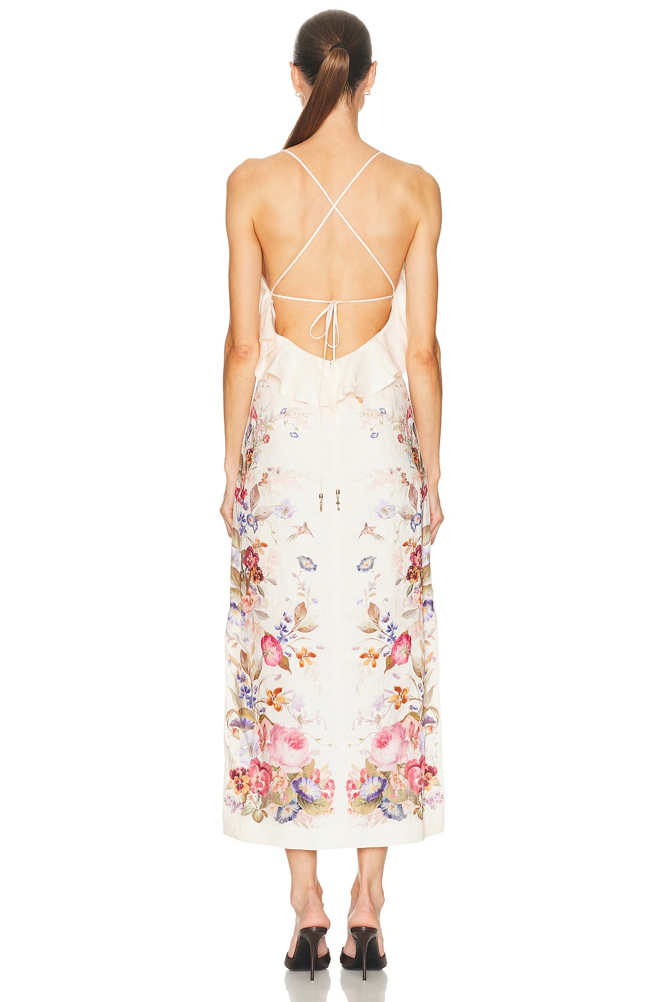 Patience Frill Midi Dress Vanilla Floral
