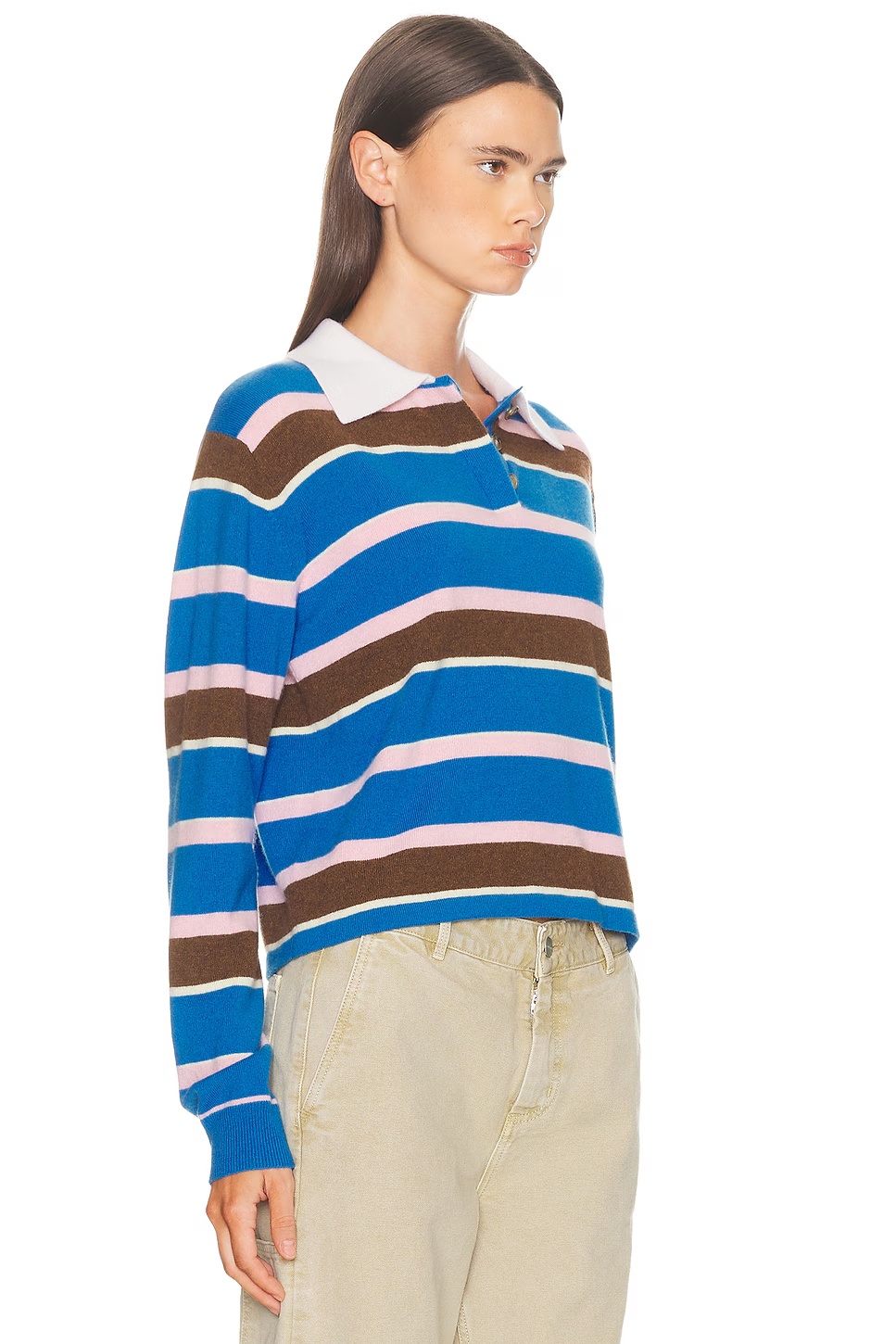 Cropped Stripe Rugby Polo Top Twilight Combo