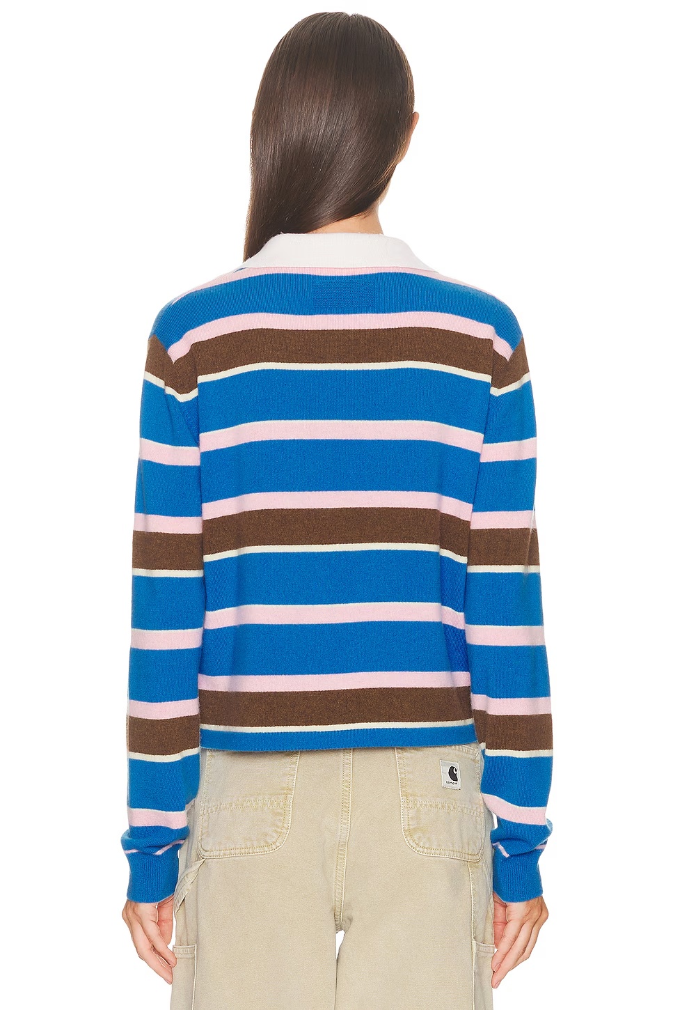 Cropped Stripe Rugby Polo Top Twilight Combo