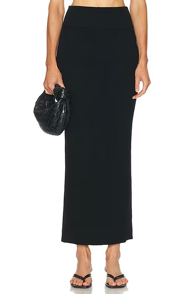 Knit Column Skirt Black