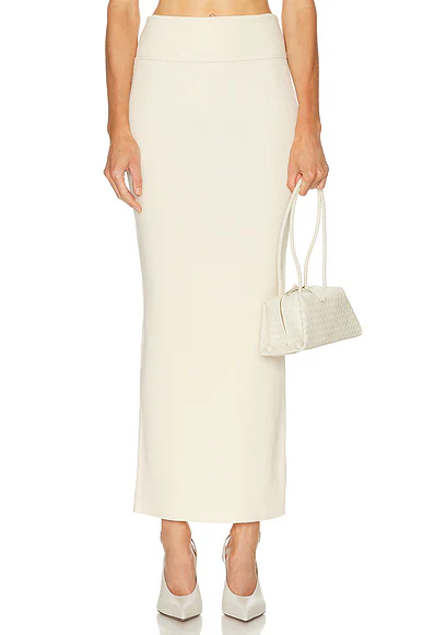 Knit Column Skirt Cream