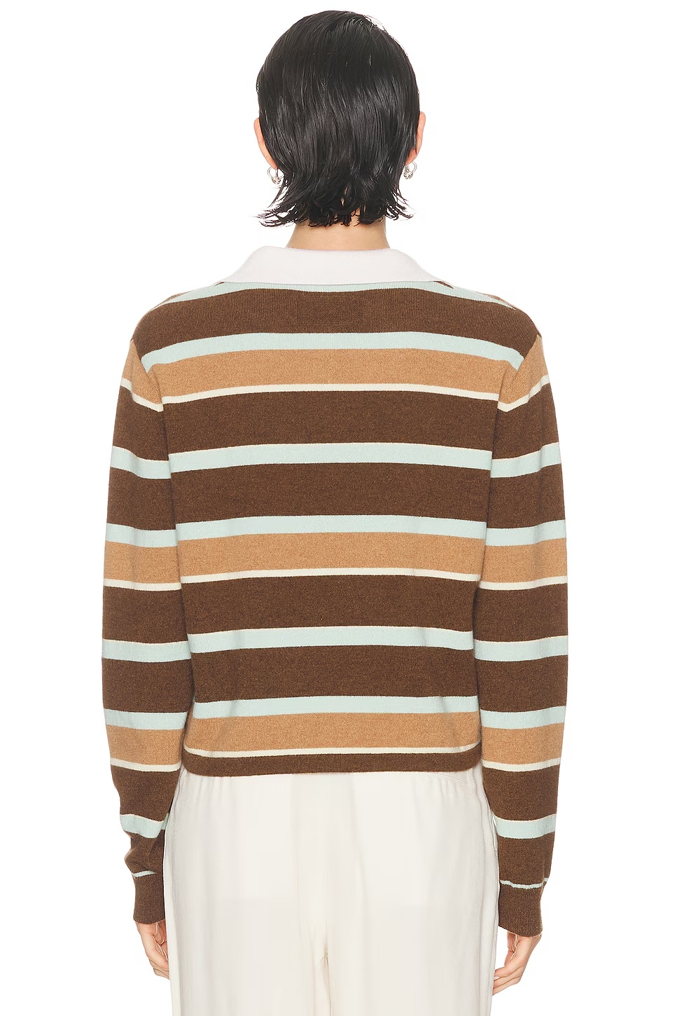 Cropped Stripe Rugby Polo Top Chestnut Combo