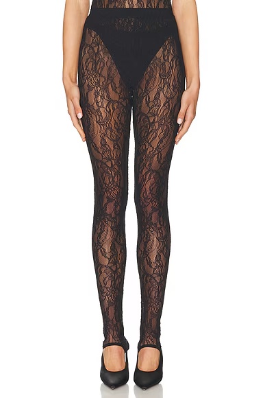 Lace Stirrup Legging Black