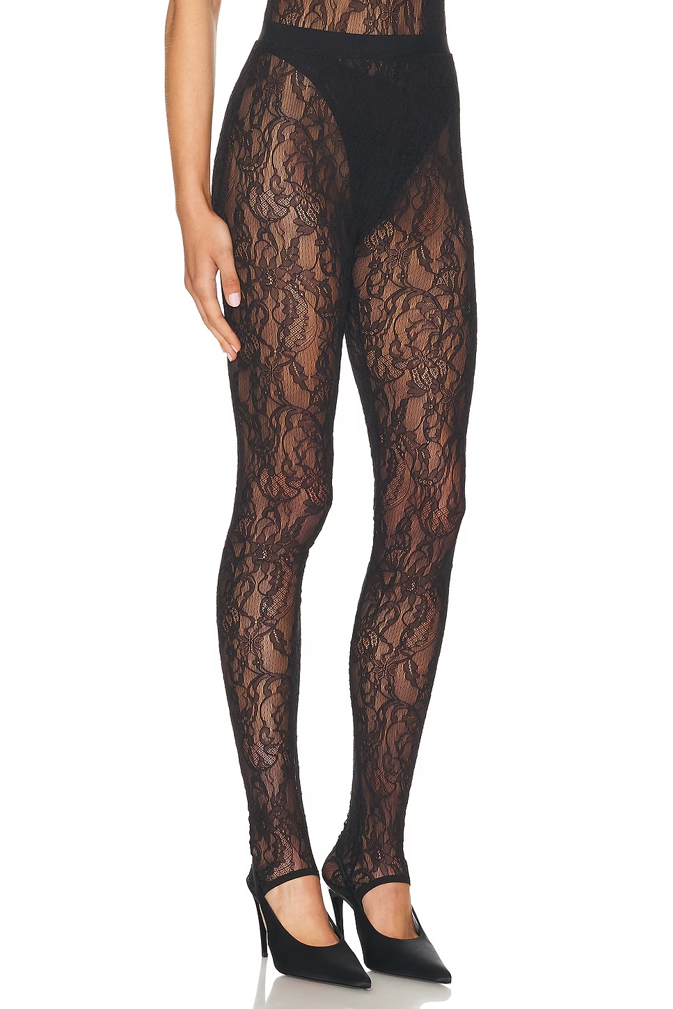 Lace Stirrup Legging Black