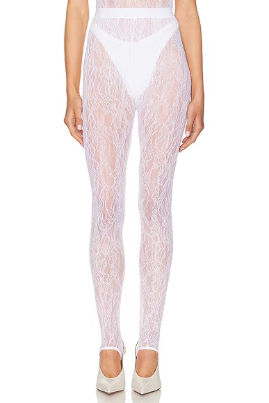 Lace Stirrup Legging White