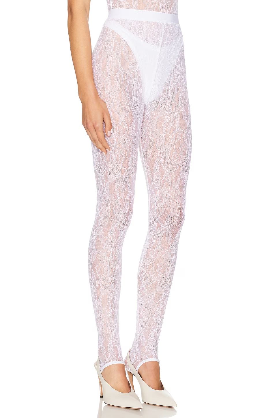 Lace Stirrup Legging White
