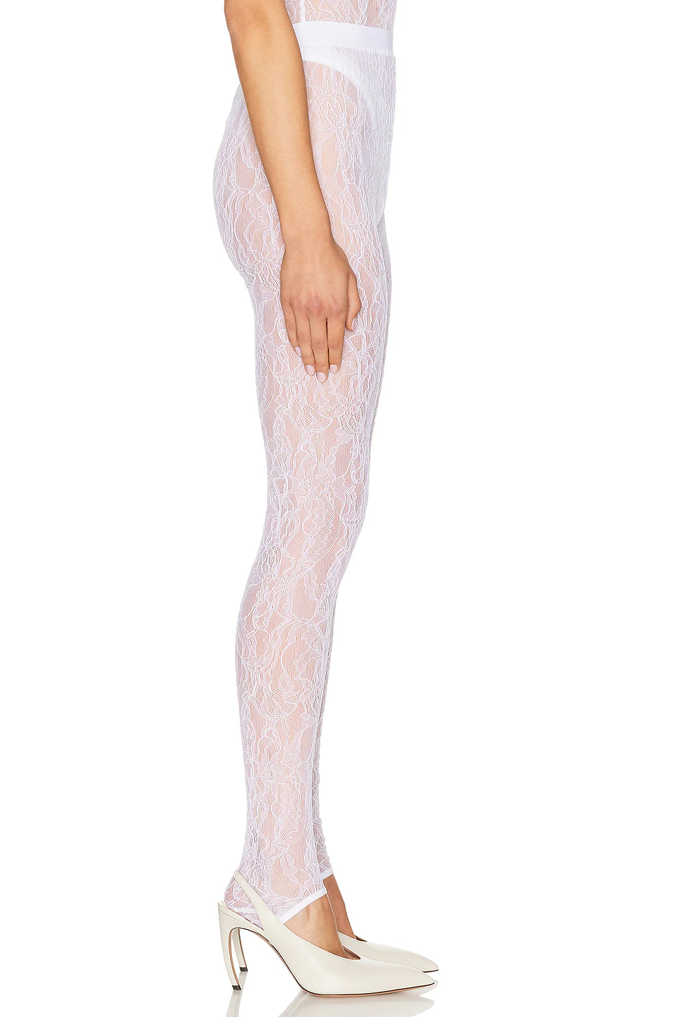 Lace Stirrup Legging White