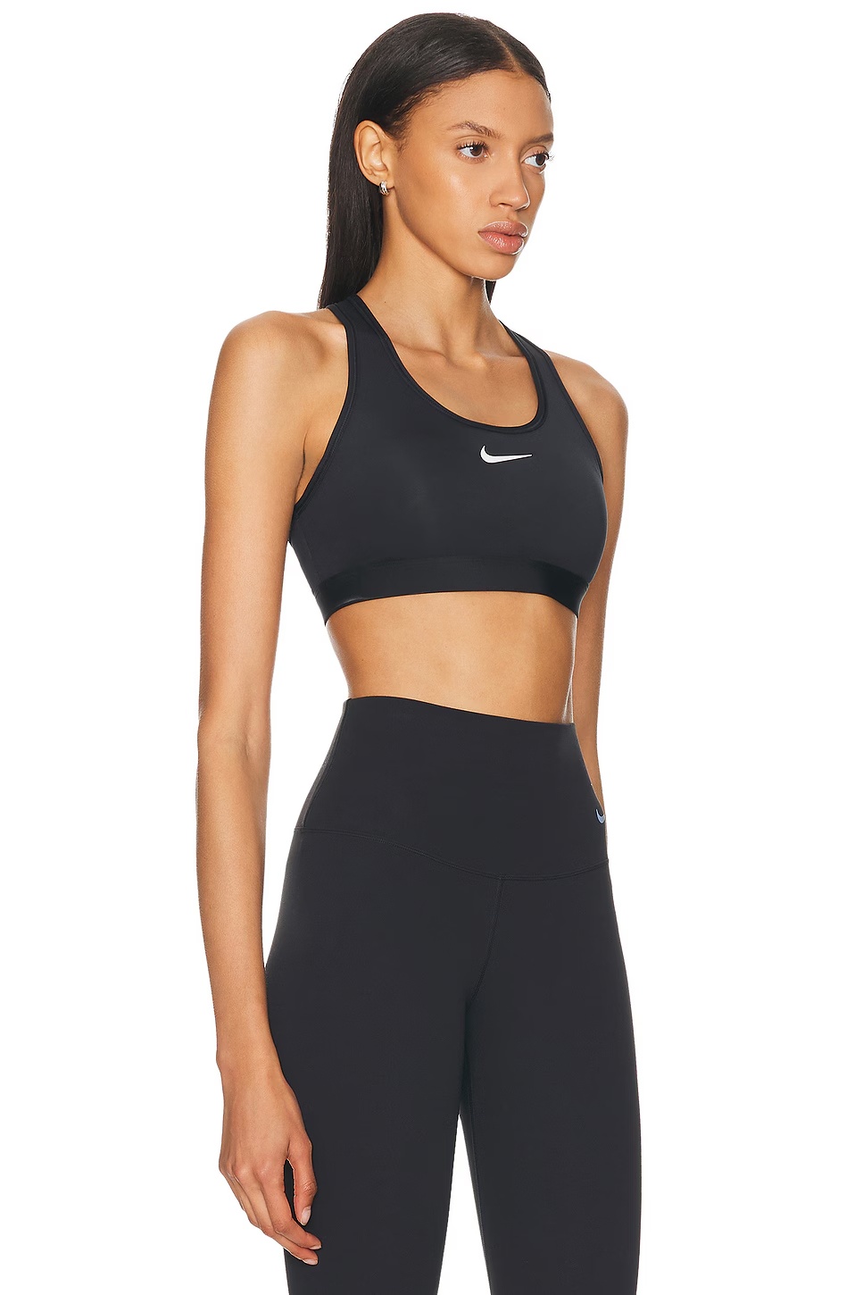 Swoosh Medium Support Padded Sports Bra Black & White