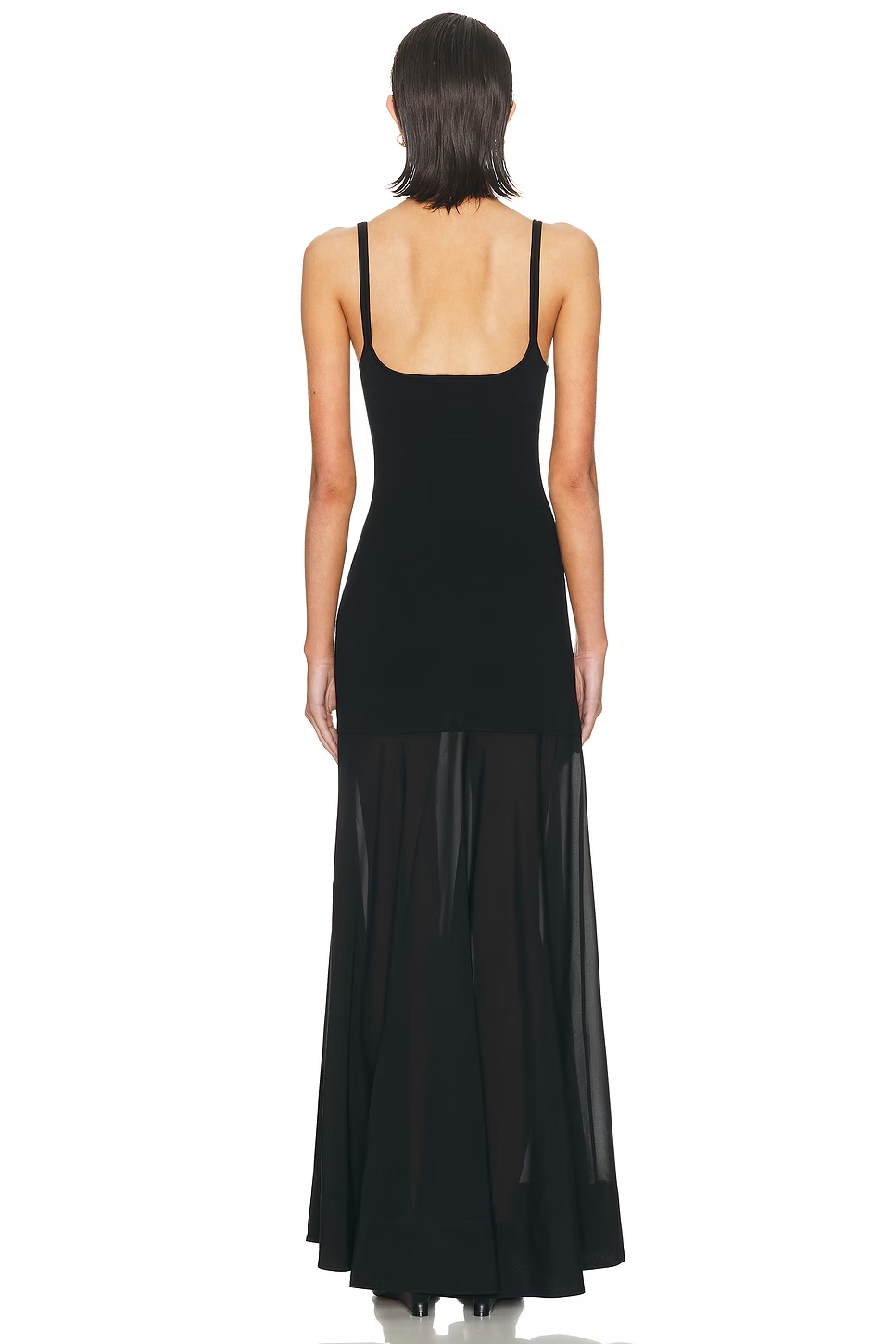 Sheer Silk Circle Hem Dress Black