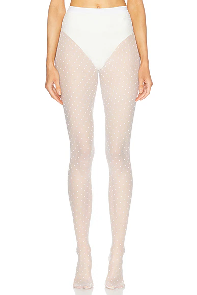 Polka Dot Tights White