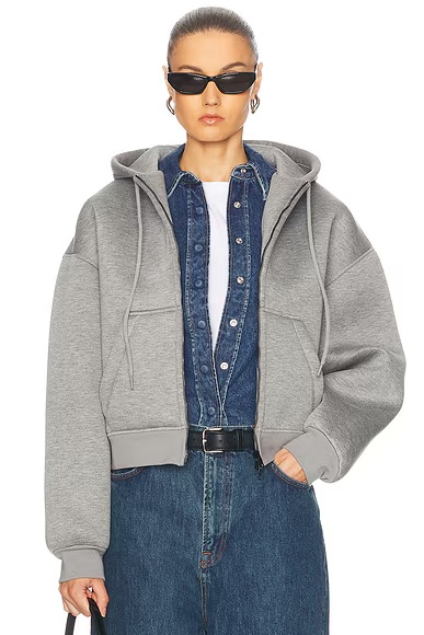 Bonded Zip Hoodie Grey Marl