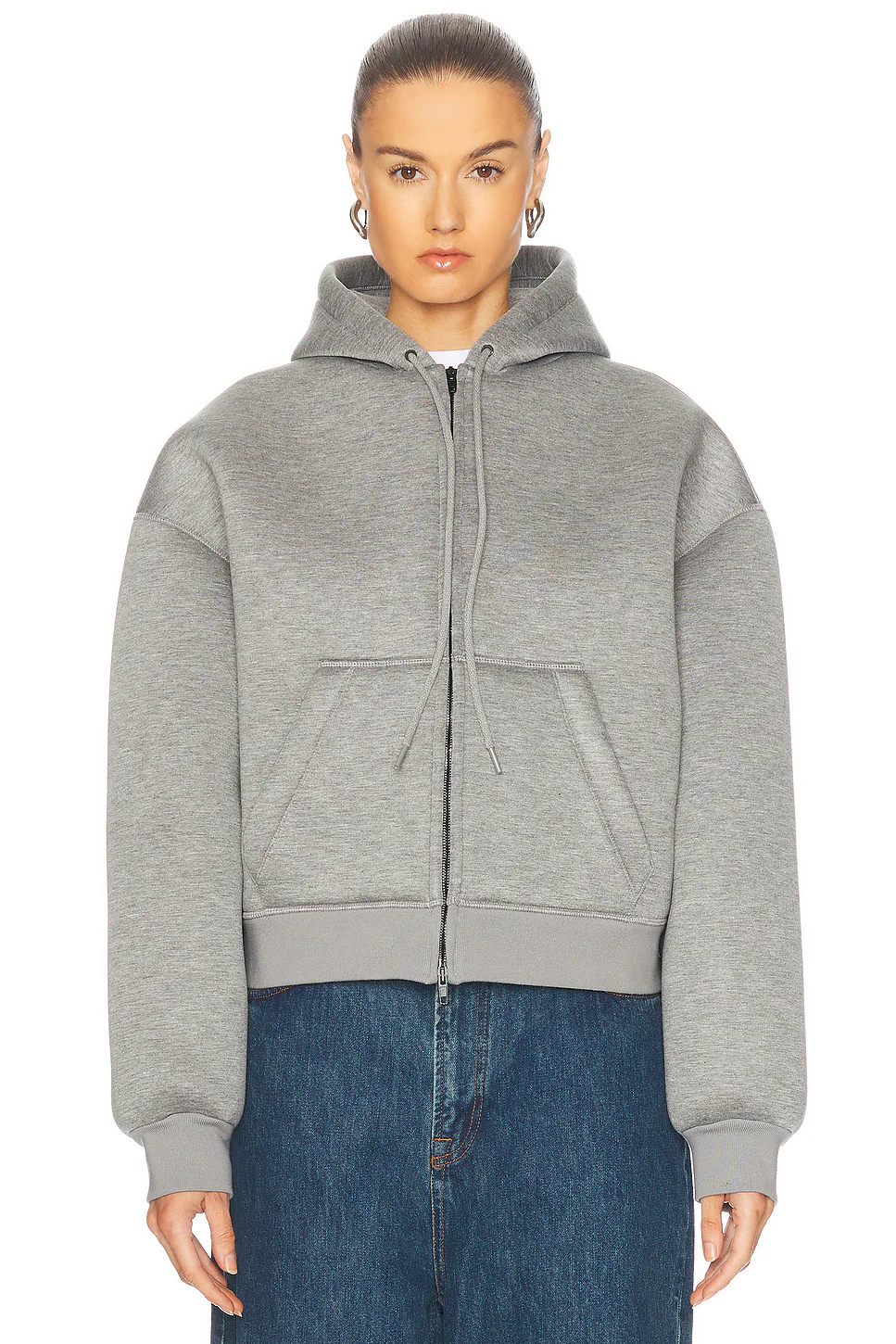 Bonded Zip Hoodie Grey Marl