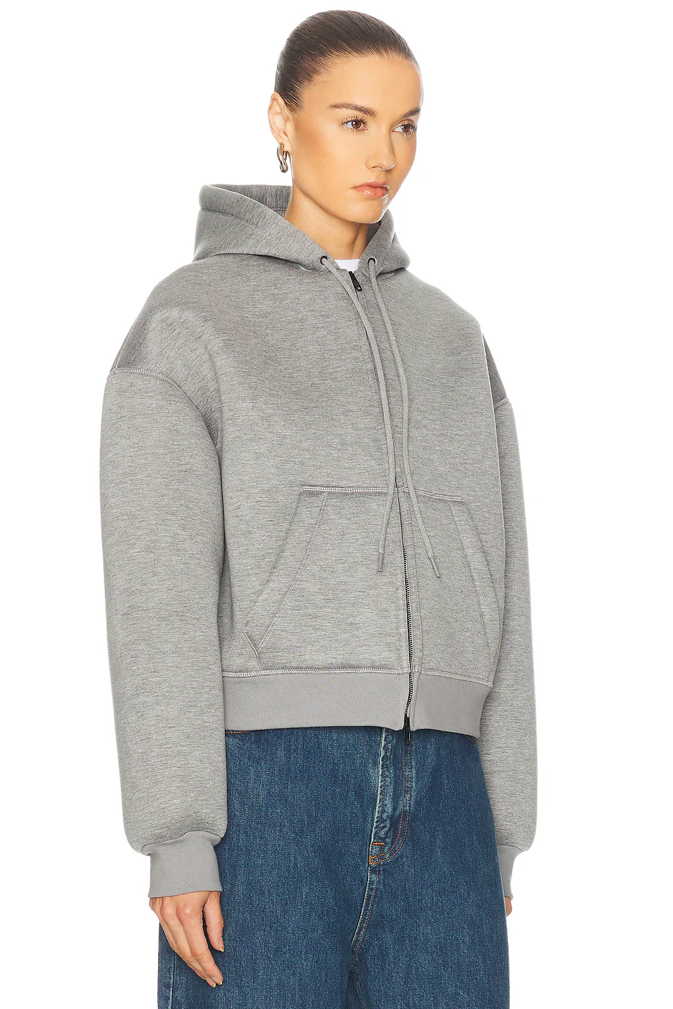 Bonded Zip Hoodie Grey Marl