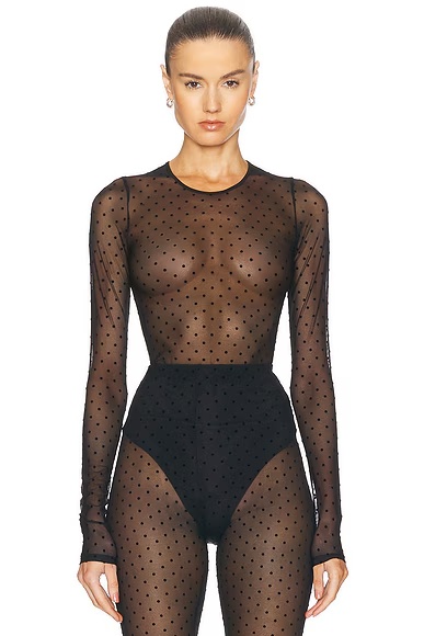 Polka Dot Bodysuit Black