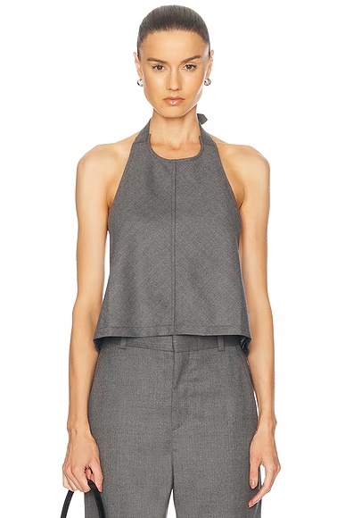 Backless Halter Top Charcoal