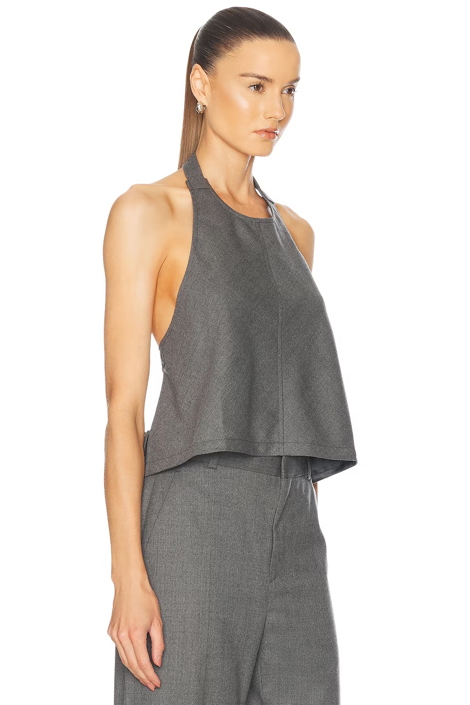 Backless Halter Top Charcoal