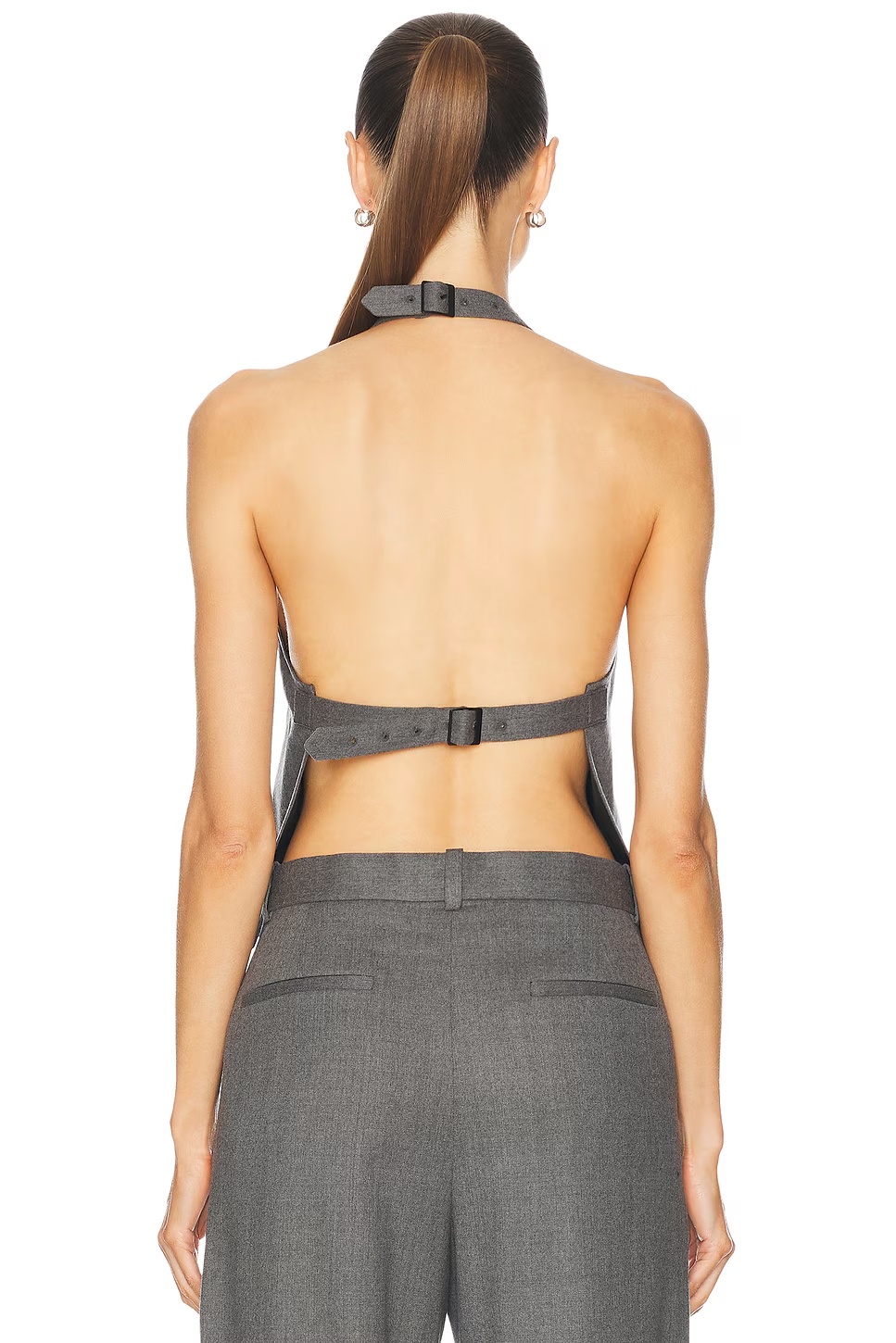Backless Halter Top Charcoal