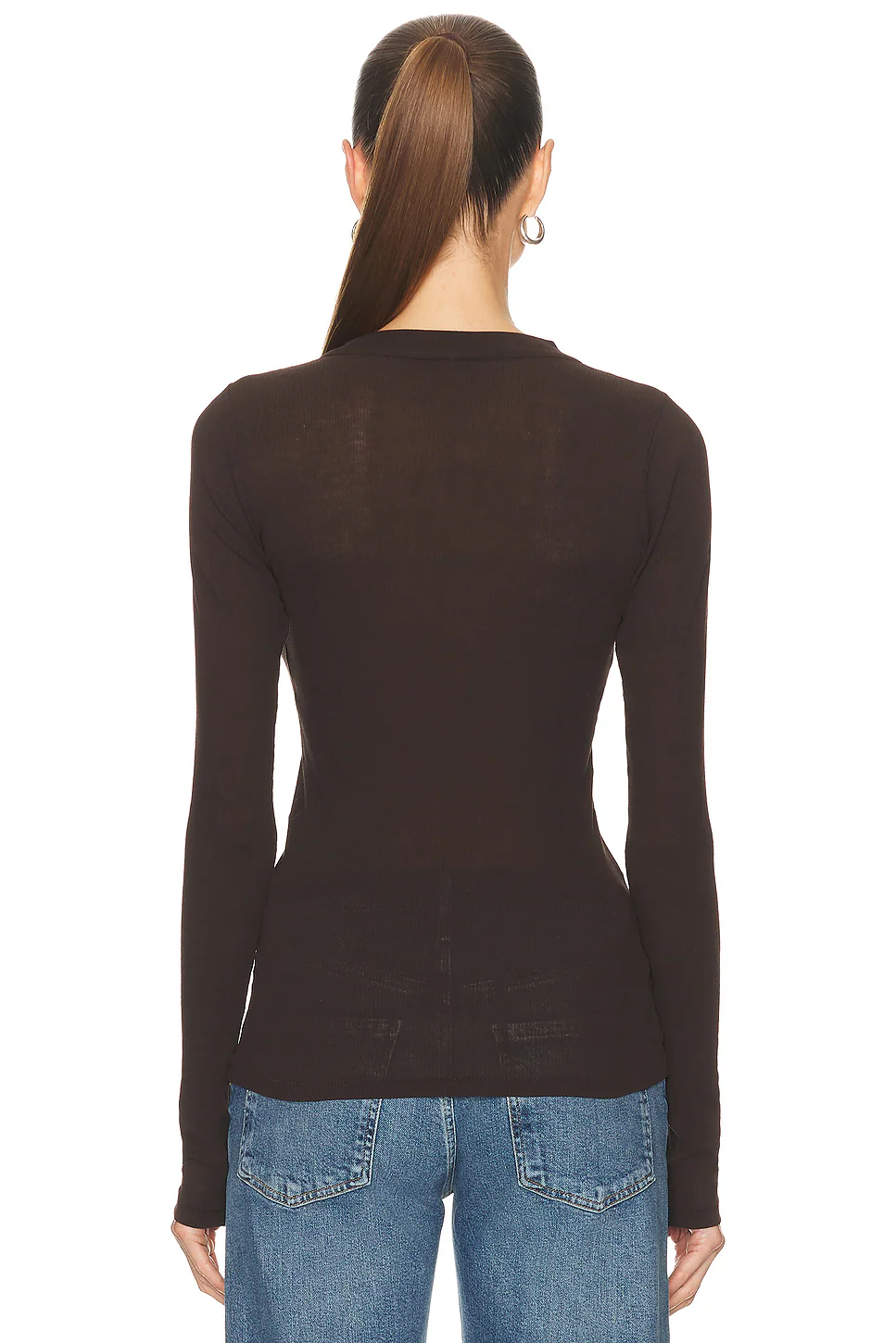 Long Sleeve Henley Top Squire Brown