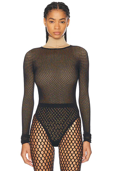 x Rosie Huntington-Whiteley RHW Web Bodysuit Black
