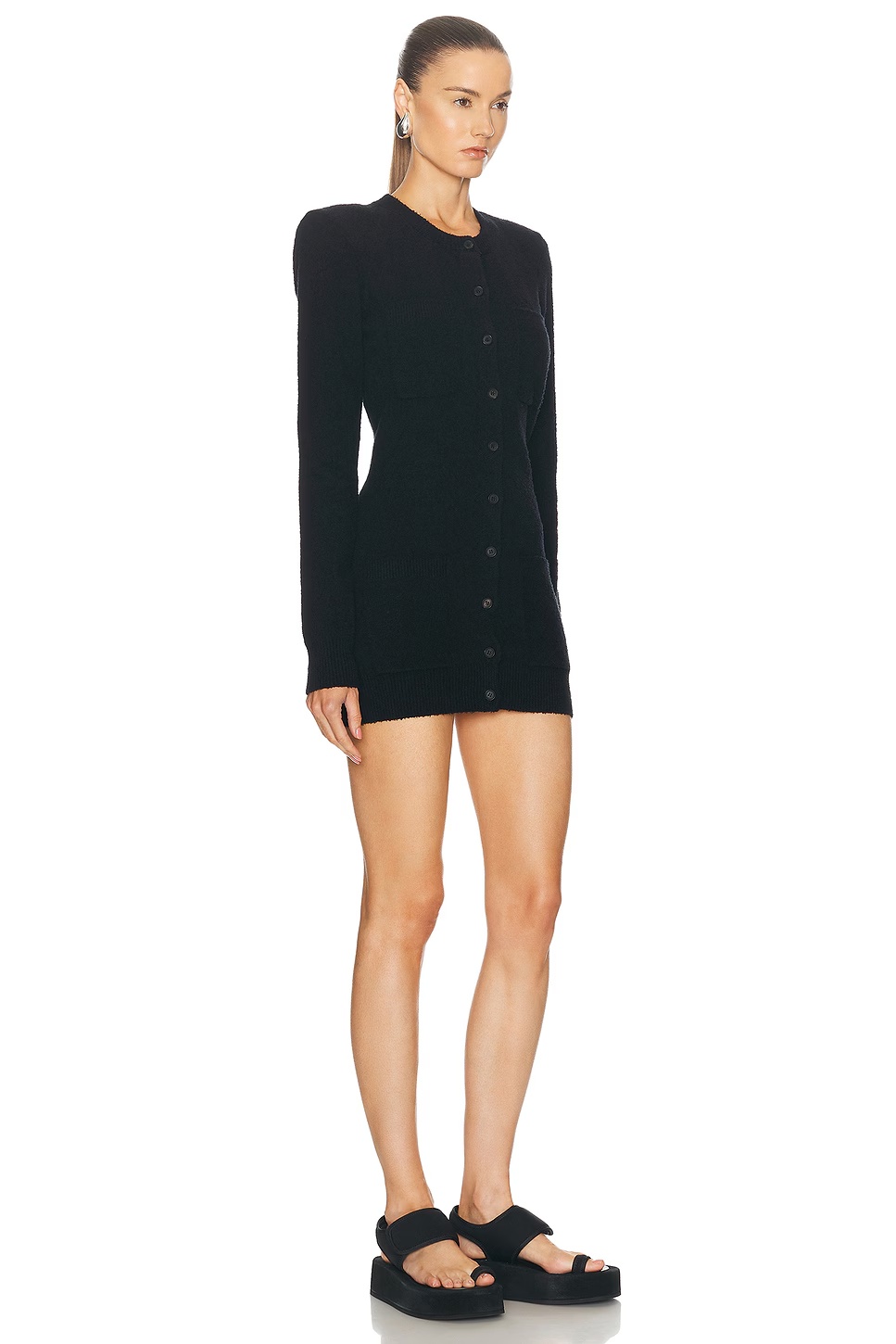 Cardigan With Shoulder Pads Black