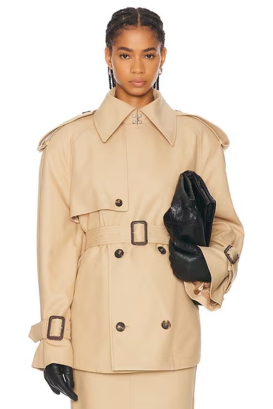Cropped Trench Khaki
