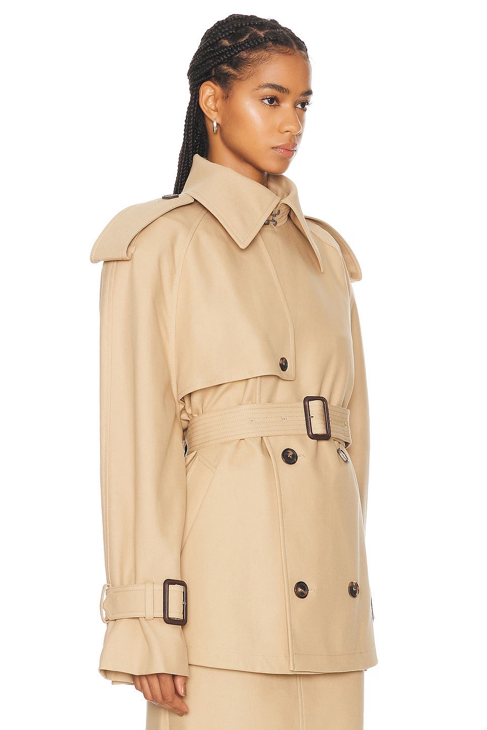 Cropped Trench Khaki
