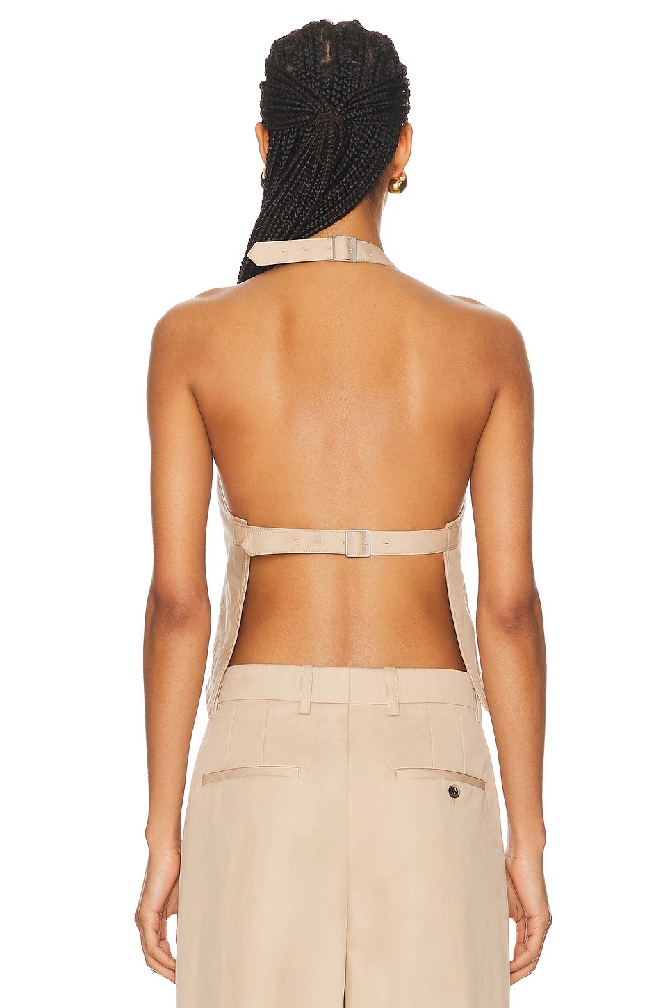 Drill Backless Halter Top Khaki