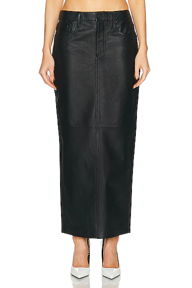Leather Column Skirt Black