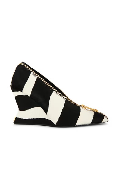 Zebra Pump Zip Wedge Noir & Blanc