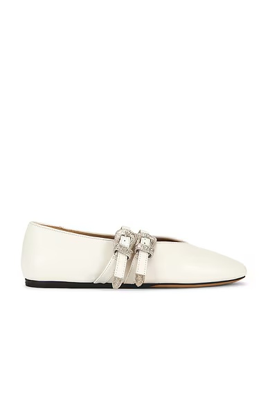 Claudia Western Buckle Ballet Slipper Ecru
