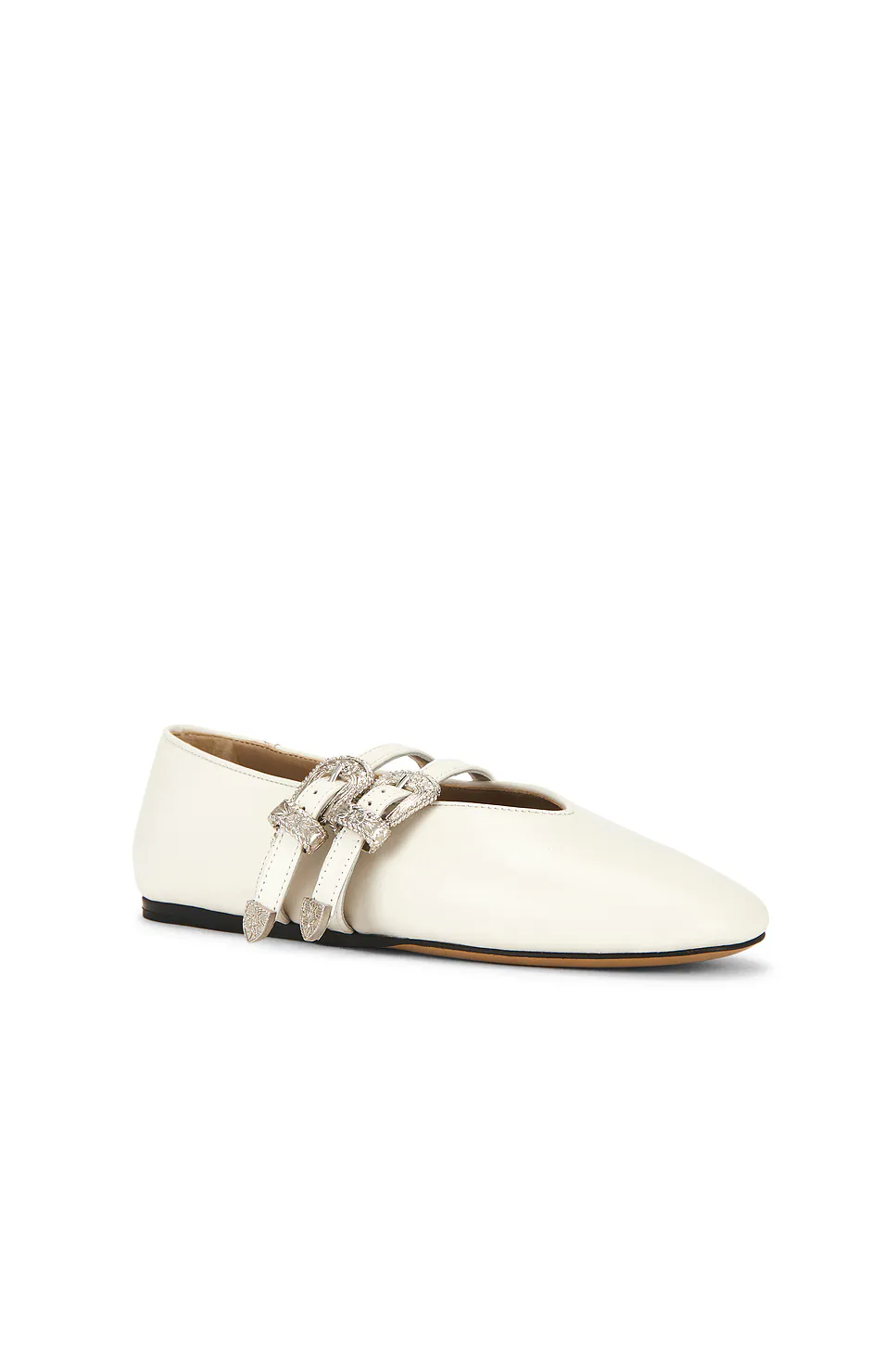 Claudia Western Buckle Ballet Slipper Ecru