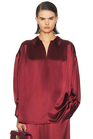 Leonora Satin Blouse Cabernet
