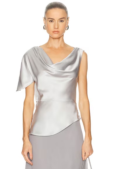 Asymmetrical Silk Top Platinum