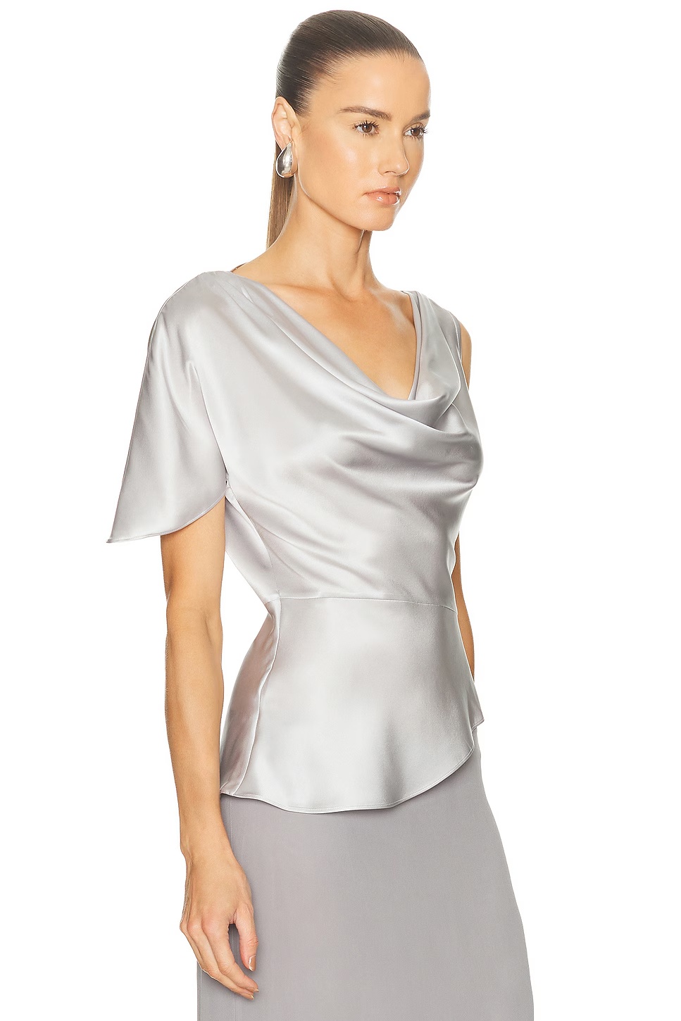 Asymmetrical Silk Top Platinum