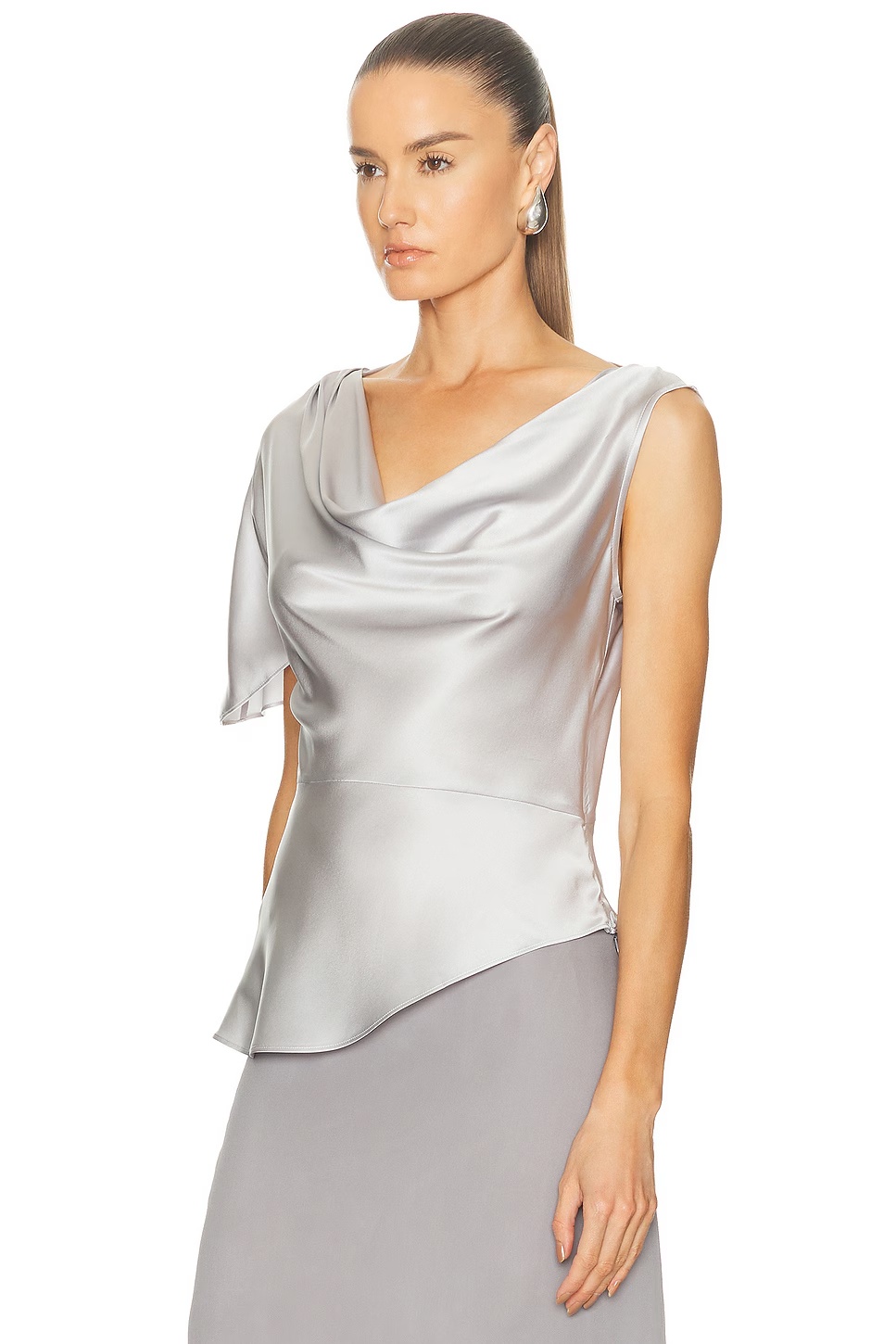 Asymmetrical Silk Top Platinum