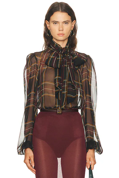 Rhianna Blouse Black Tartan