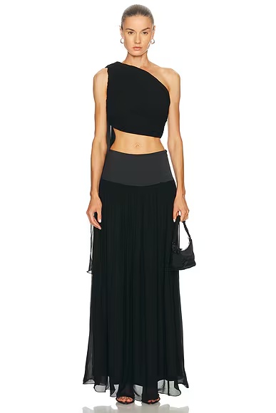 Solene One Shoulder Top Black