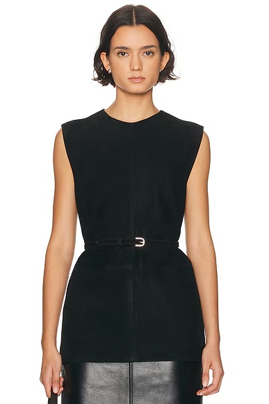 Belted Suede Top Black