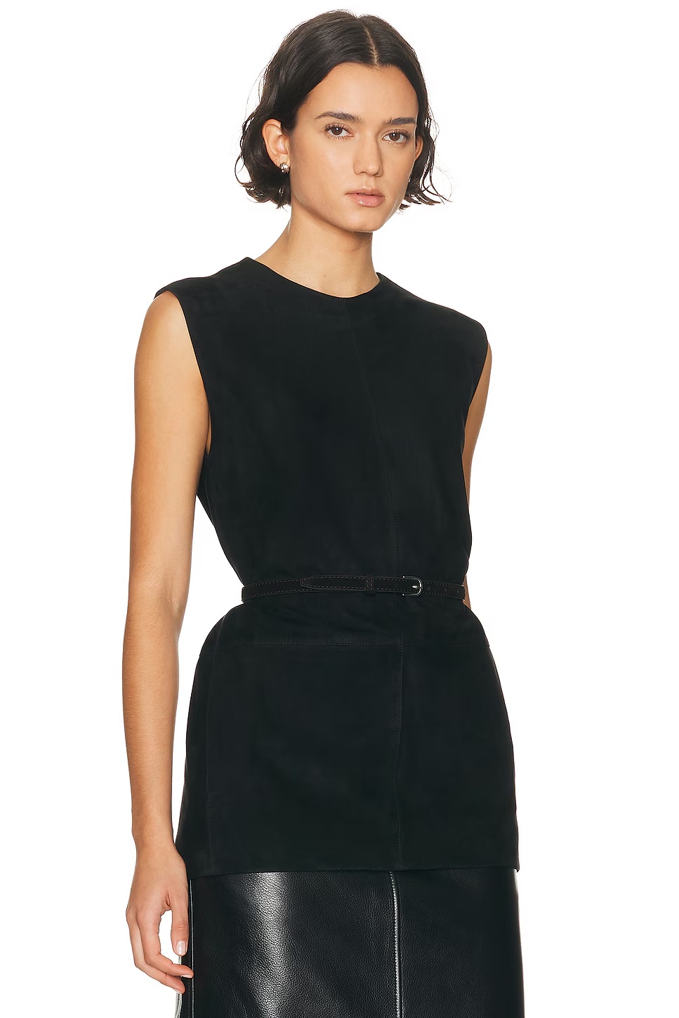 Belted Suede Top Black