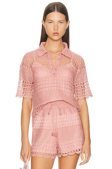Wanderlust Sun Crochet Top Dusty Pink