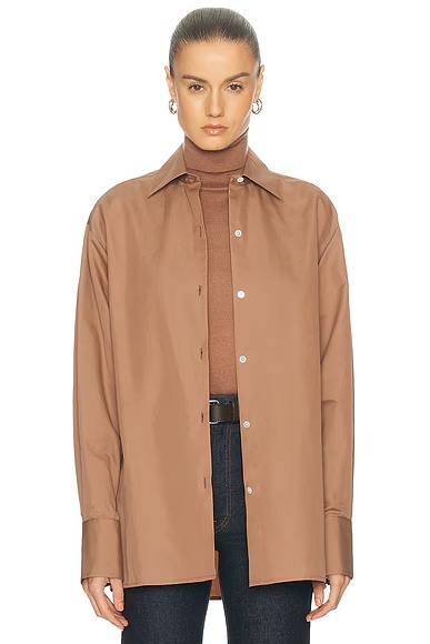 Cotton Silk Button Up Top Amber
