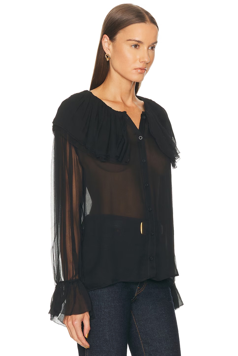 Tiered Statement Blouse Black