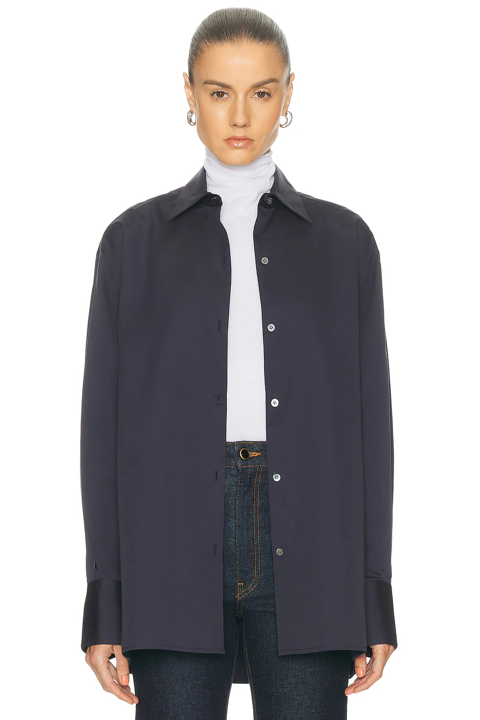 Cotton Silk Button Up Top Midnight